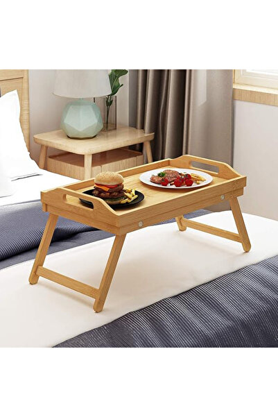 Generic صينية تقديم طعام قابلة للطي، لون بيج، 50×30×4 سم