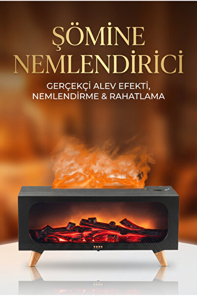 Kensa Alev Efektli Şömine Aromaterapi Difüzörü | Hava Nemlendirici | 150 ml S...