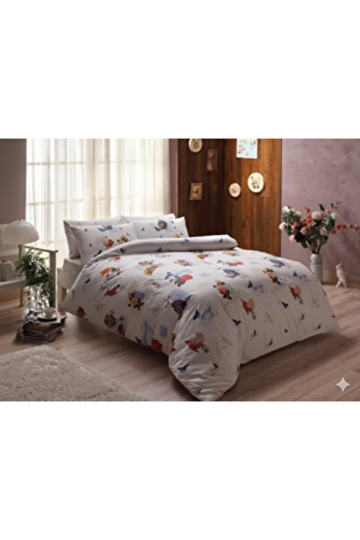 Taç Ranforce Lenny Kırmızı Pamuk Nevresim Takımı Çift Kişilik