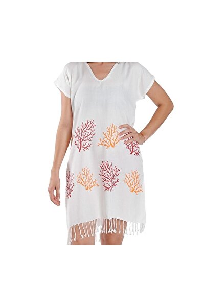 Nevin Acar Φόρεμα παραλίας Peshtemal με στάμπα σε τούβλο χρώμα