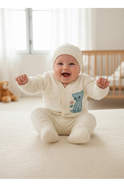 BUUFUU Bebek Triko Takım Uzun Kollu 4 Parça Set 0-6 Ay
