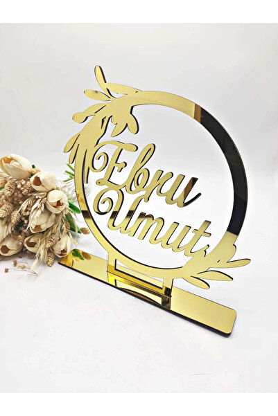 RetroLazer 30X25 CM DESENLİ MASA ÜSTÜ PLEKSİ İSİMLİK SÖZ NİŞAN KINA GOLD