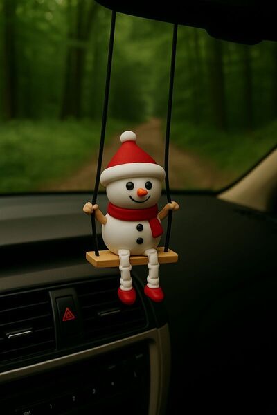 Oppy زخرفة مرآة الرؤية الخلفية على شكل رجل ثلج تتأرجح على الأرجوحة