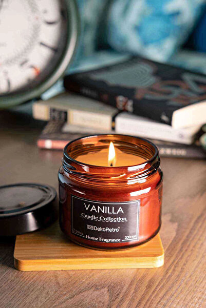 RetroLazer Amber Kavonoz Mum Vanilya Kokulu Büyük Boy Siyah Etiketli