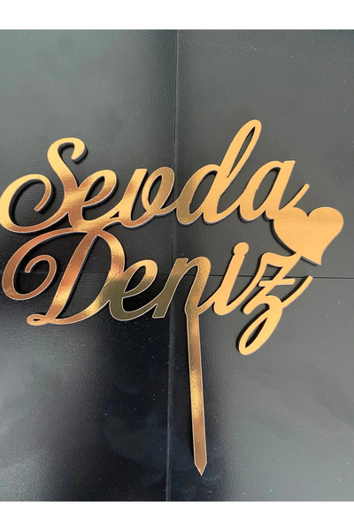 RetroLazer Pasta Süsü GOLD Cake Topper 03