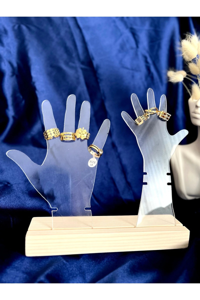 DekoRetro منظم مجوهرات، حامل مجوهرات، حامل حلقي، نموذج حلقة يد مزدوجة