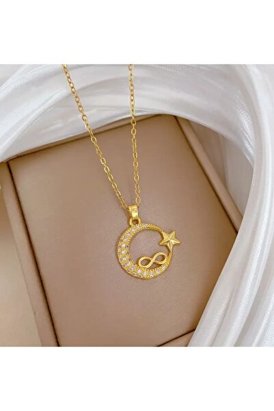 Roseland Kadın çelik ay-yıldız kolye