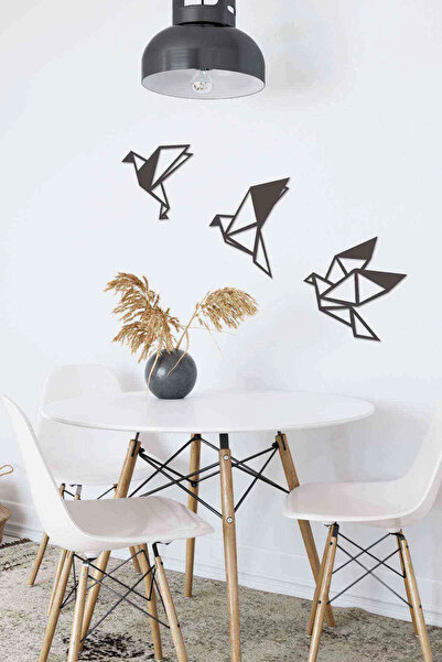 RetroLazer Kuş Geometrik Duvar Dekoru Siyah Ahşap Lazer Tablo Mdf