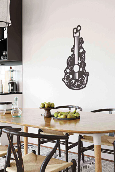 RetroLazer Gitar Melodi Duvar Dekoru Tablosu Siyah Ahşap Lazer Mdf