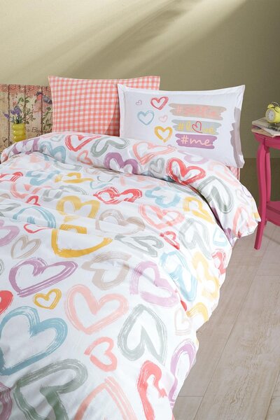 ŞENER HOME Heart Patterned Children'S-Teenager's Room Single Duvet Cover Set ...