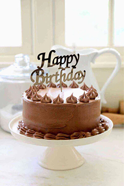 RetroLazer Happy Birthday Pleksi Pasta Süsü Altın