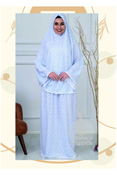 Şahane طقم ملابس صلاة قطعتين مزين بالزهور بدون أكمام