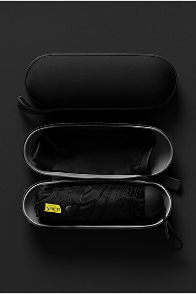 GOLDEN BAZAAR Fiber Çantalı Kılıflı Kapsül Şemsiye Siyah