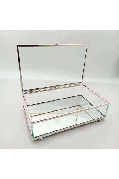 RetroLazer Cutie metalica din sticla Cutie argintie cu ciocolata Cutie multif...