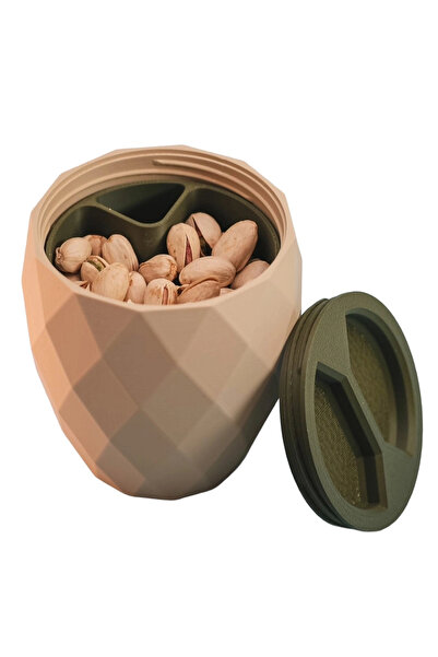Roboqoq Portable Nut Container with Lid (with Shell Separation Compartment)