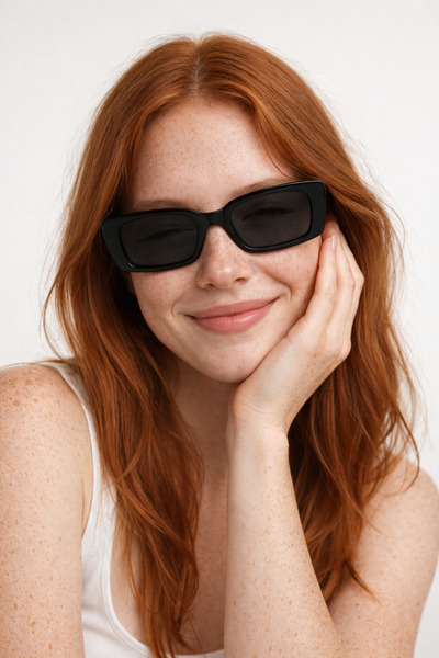 Houseofeyeris نظارات شمسية مستطيلة حديثة بإطار أسود من الأوبسيديان - تصميم أن...