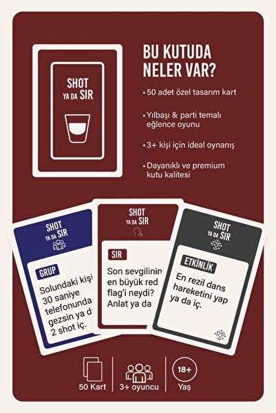 Poci Games Shot Ya Da Sır – 50 Kart Eğlence Oyunu | Parti, Arkadaş & Yetişkin...