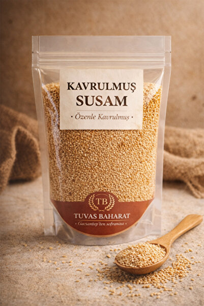 TUVAS BAHARAT Odun Ateşinde Kavrulmuş Susam 100gr Doğal, Geleneksel Lezzet (T...