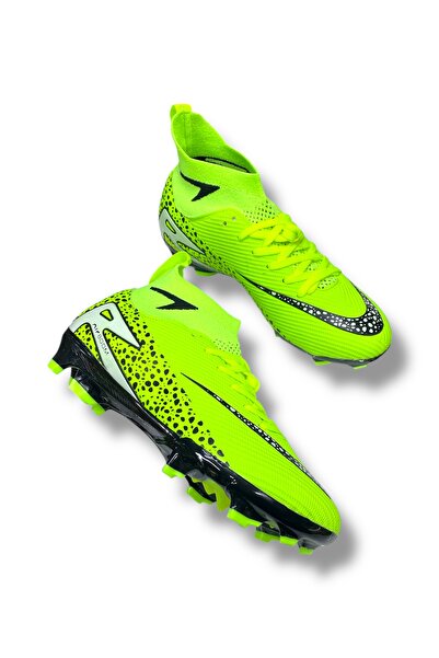 güneşayakkabı Yeni Model Özel Taban Çocuk Çoraplı Krampon Yeşil Siyah Desenli