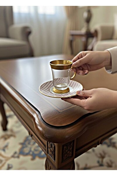 DECOSTYLE Goose Kazayağı Desenli Kırmızı Kulplu 12 Parça 6 Kişilik Çay Seti -...