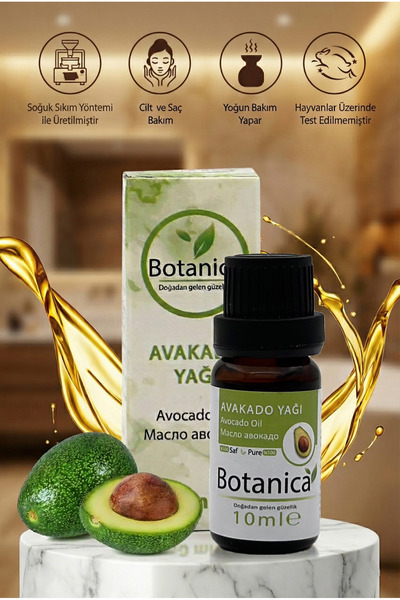 botanica %100 Saf Soğuk Sıkım Avokado Yağı 10 ml - Kuru Cilt ve Saçlar İçin Y...