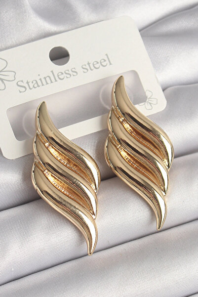 shopwave النحاس الذهب اللون 3 صف موجة نموذج الأقراط النسائية