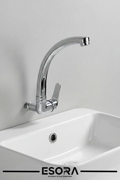 Duvardan Tek Su Çıkışlı Mutfak Lavabo Bataryası Musluğu