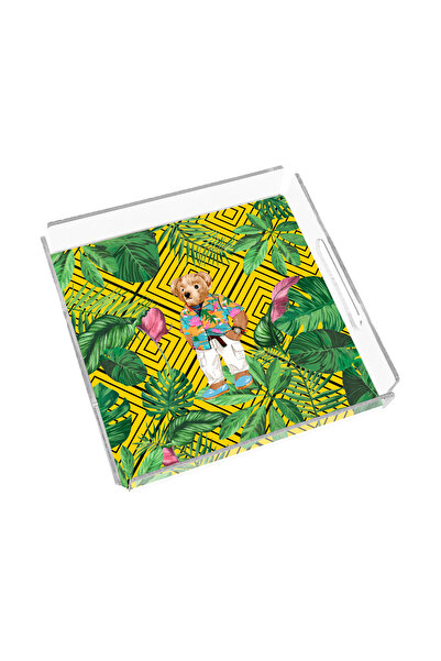 Sivella Summer Yellow Teddy Bear 35X35 Plexiglass Tray