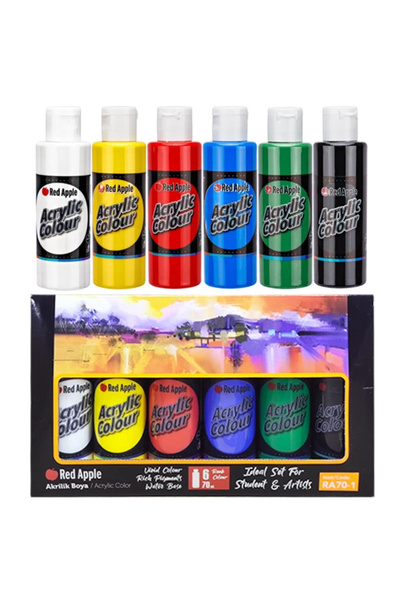 ACUTO Red Apple 6 x 70 ml Akrilik Boya Canlı Renkler Set 6 Ana Renk Akrilik B...