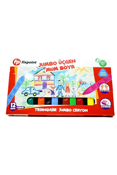 FixPoint Jumbo Üçgen Mum Boya 12 Renk (P-2138)
