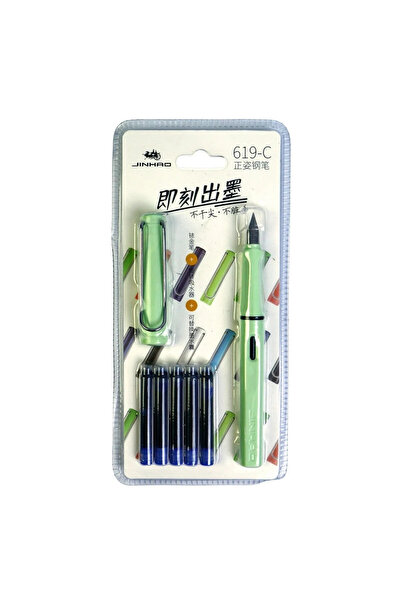 jinhao Dolma Kalem Pastel Fistik Yeşi̇l Renk (f) 0,60mm Uç Kalem+5 Kartuş Ser...