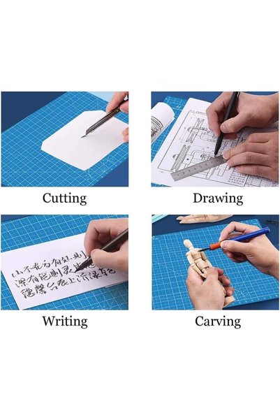 ACUTO Cutter cu două fețe Mat de tăiat A4 Cuțit Kretuar 5 riglă de oțel de schimb 30 cm Set de tăiat A4