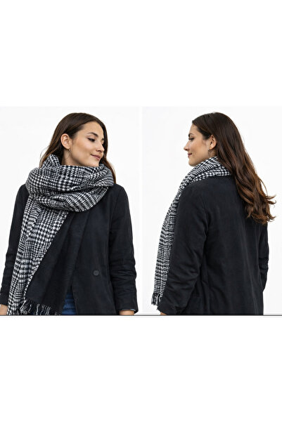 laviyonsa Μαλακό μεγάλο σάλι & κασκόλ διπλής όψης Houndstooth