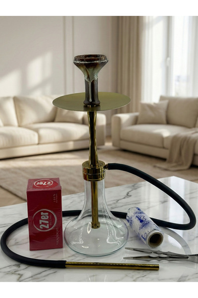 CEYA Gold Nargile Takımı Büyük Boy Çantalı %100 Çelik (Tamamen Çelik)(Tamamen...