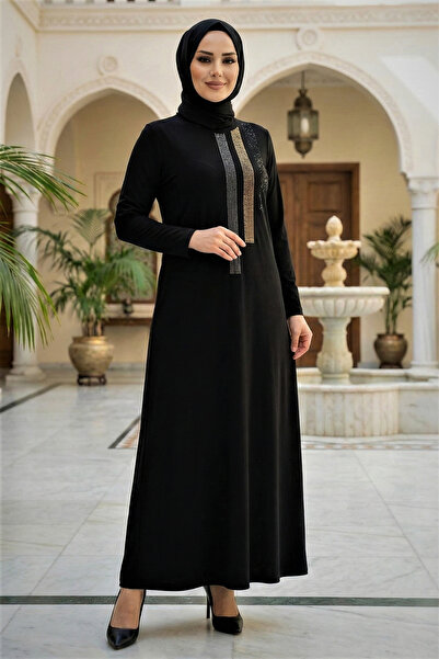 modamira Kadın Siyah Sandy Abiye Büyük Beden Taş Detaylı Boydan Davet Özel Ta...