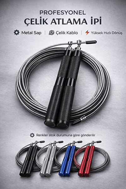 shop Profesyonel Çelik Atlama İpi – Metal Saplı, Crossfit & Fitness İçin Hızl...