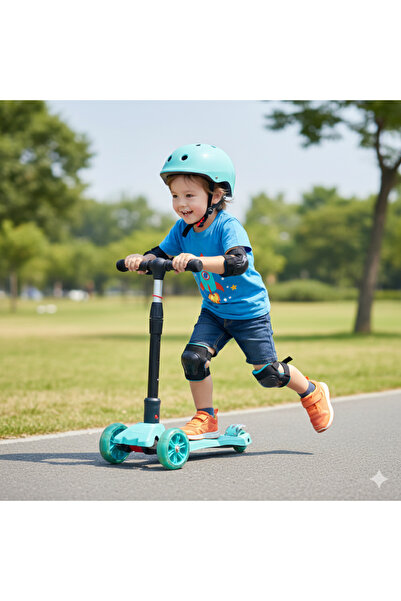 Scooter سكوتر أطفال بـ 3 عجلات مع مقود قابل للتعديل - سكوتر دفع آمن وثابت للأ...