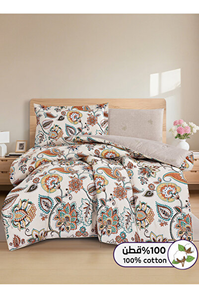 Melen Single and a half summer bed sheet set, 100% cotton - 4 pieces - fits a...