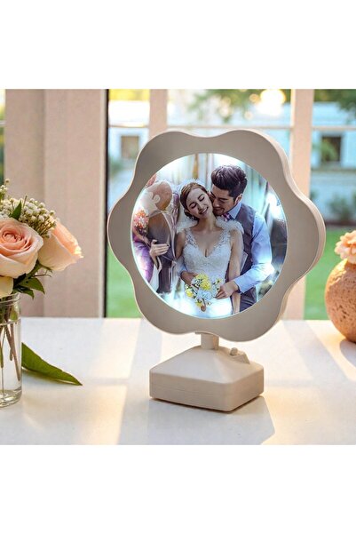 NATURÉL Sihirli Papatya Ayna Kişiye Özel Fotoğraflı Led Işıklı Gece Lambası A...