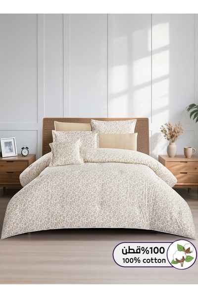 Melen طقم مفرش سرير صيفي مزدوج قطن 100% - 8 قطع – يناسب سرير بمقاس 200x200 - ...