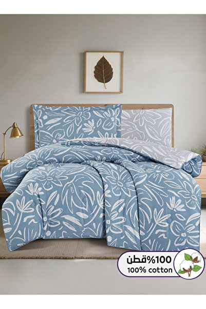 Melen طقم مفرش سرير صيفي مفرد ونص قطن 100% - 4 قطع – يناسب سرير بمقاس 200x120...