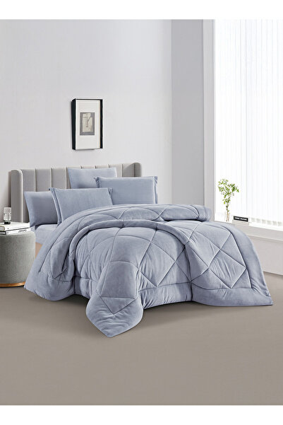 Melen طقم مفرش سرير شتوي مزدوج - مخمل فرو - 6 قطع - يناسب سرير بمقاس 200x200 ...