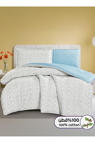 Melen طقم مفرش سرير صيفي مفرد ونص قطن 100% - 4 قطع – يناسب سرير بمقاس 200x120...
