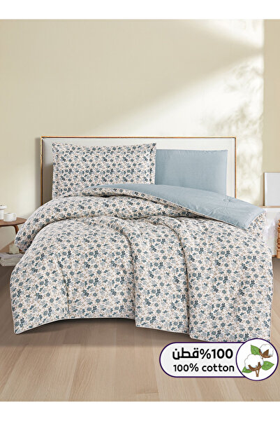 Melen طقم مفرش سرير صيفي مفرد ونص قطن 100% - 4 قطع – يناسب سرير بمقاس 200x120...