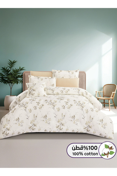 Melen طقم مفرش سرير صيفي مزدوج قطن 100% - 8 قطع – يناسب سرير بمقاس 200x200 - ...