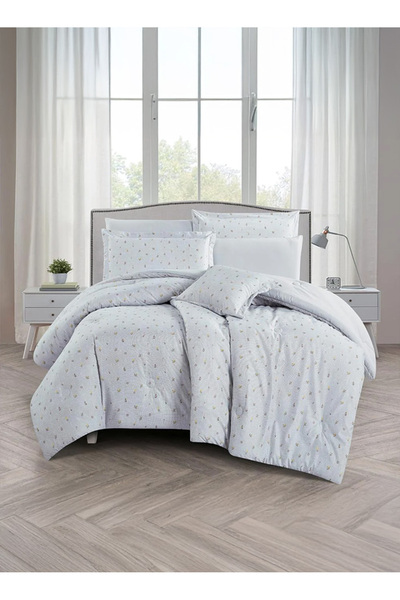 Melen 7-piece double summer bed sheet set – fits a 200x200 bed – Orca – Grey