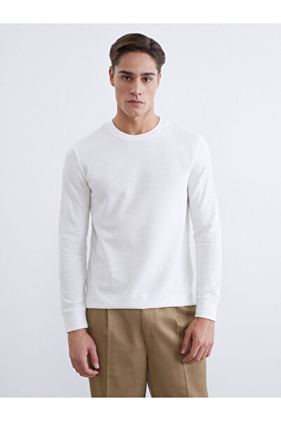 LC Waikiki Lcwaikiki Classic White Crew Neck Long Sleeve Men's T-Shirt