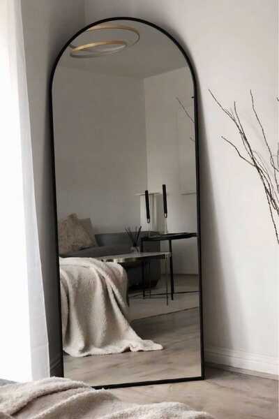 ESEN HOMEE Siyah Çerçeveli Oval Boy Aynası 60x180 cm