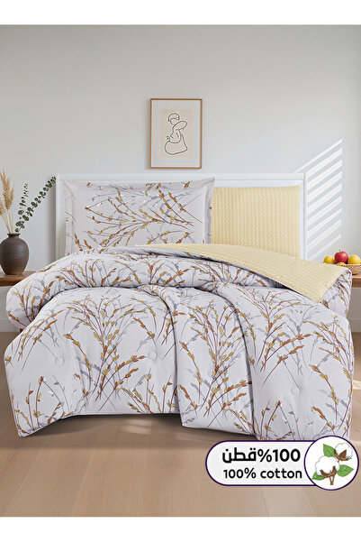 Melen طقم مفرش سرير صيفي مفرد ونص قطن 100% - 4 قطع – يناسب سرير بمقاس 200x120...