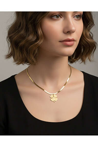 SENTE Yonca Figürlü Yassı italyan kolye